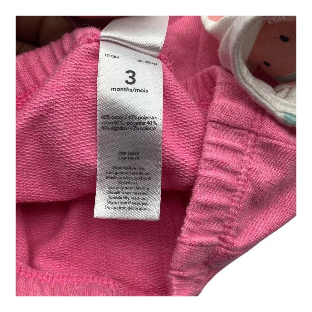 Carter's Lot of 2 Girls 3 Months‎ White Watermelon Sleeveless Shirt Pink Pants